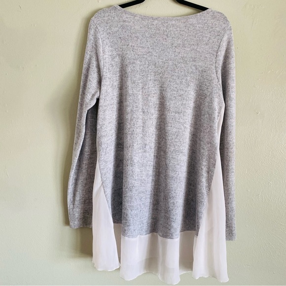 Long Grey Tunic with Pockets and Sheer Hem - Picture 2 of 9